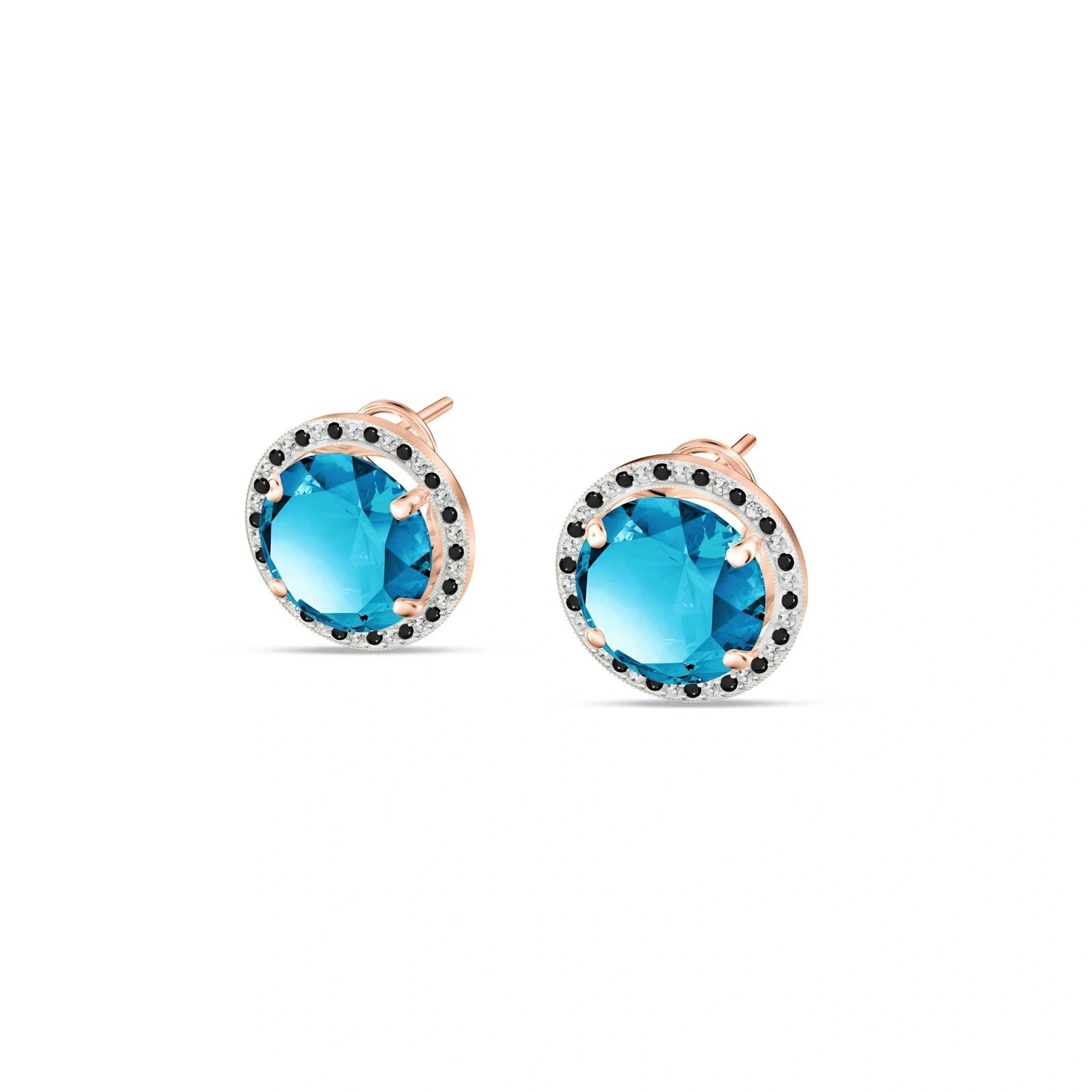 Rose Gold Earrings Blue Topaz 10K — Arabella