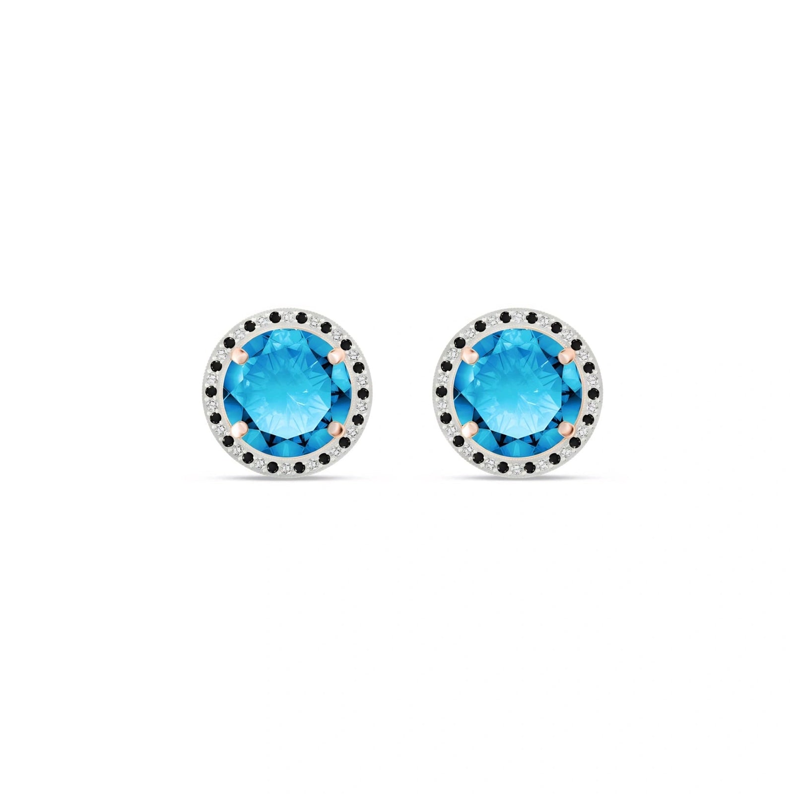 Rose Gold Earrings Blue Topaz 10K — Arabella