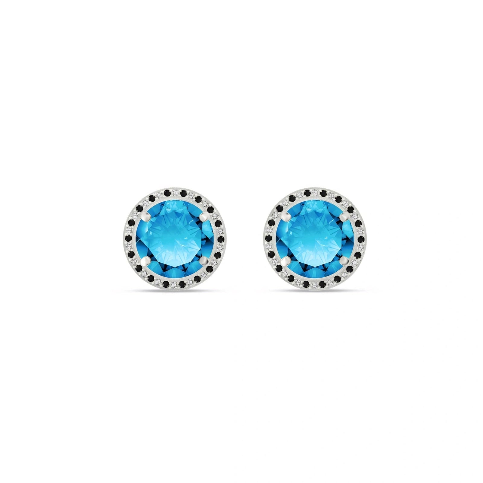 White Gold Earrings Blue Topaz 10K — Arabella