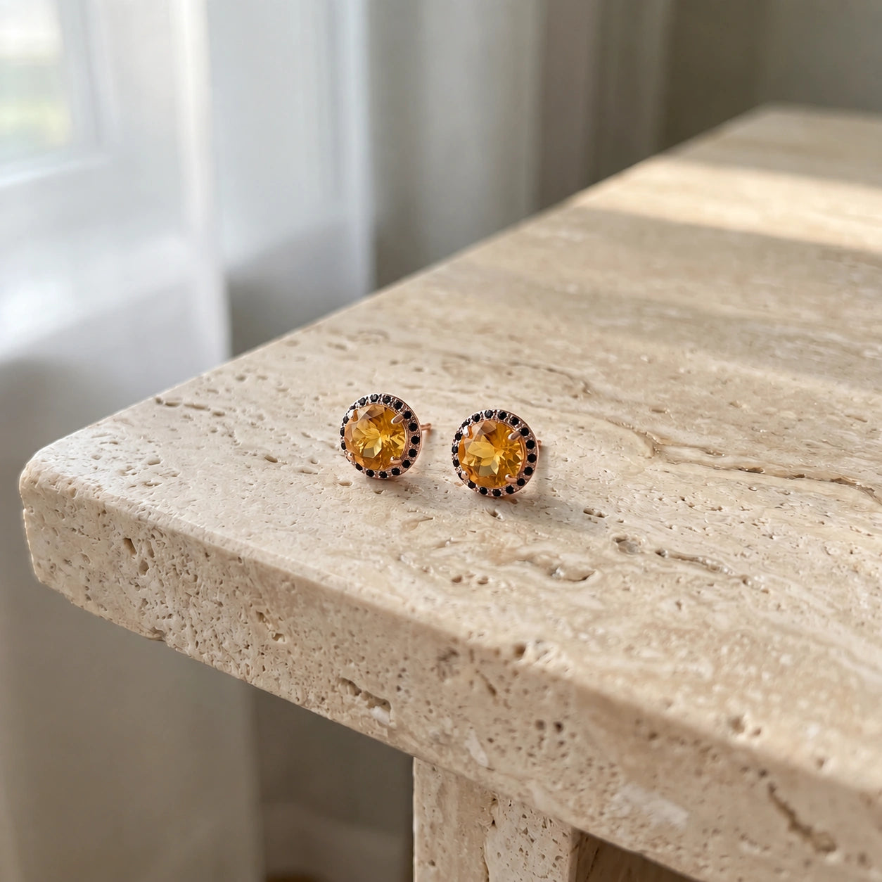 Rose Gold Earrings Citrine 10K — Arabella