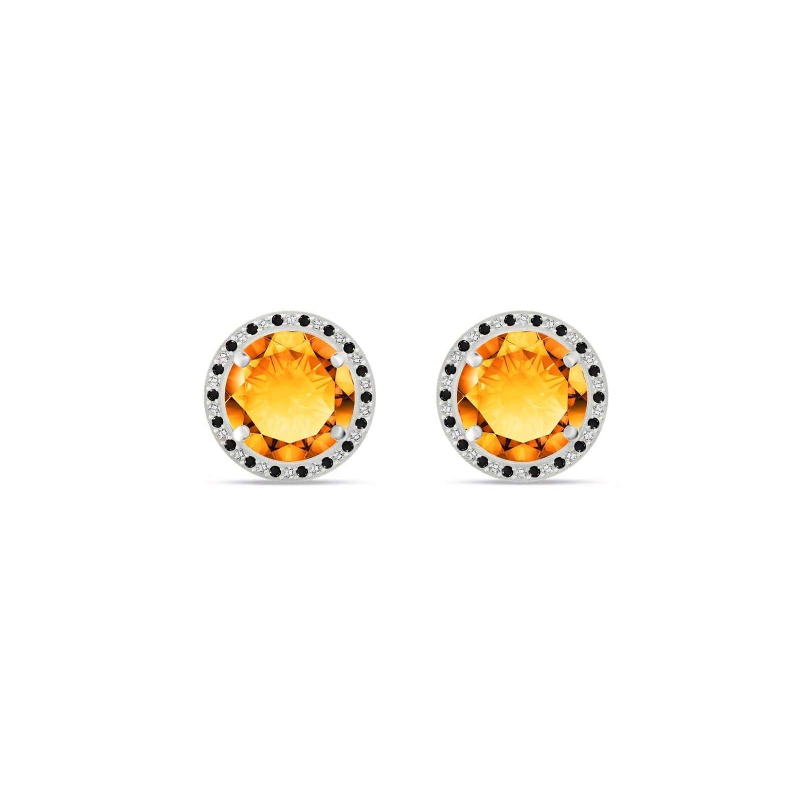 White Gold Earrings Citrine 10K — Arabella
