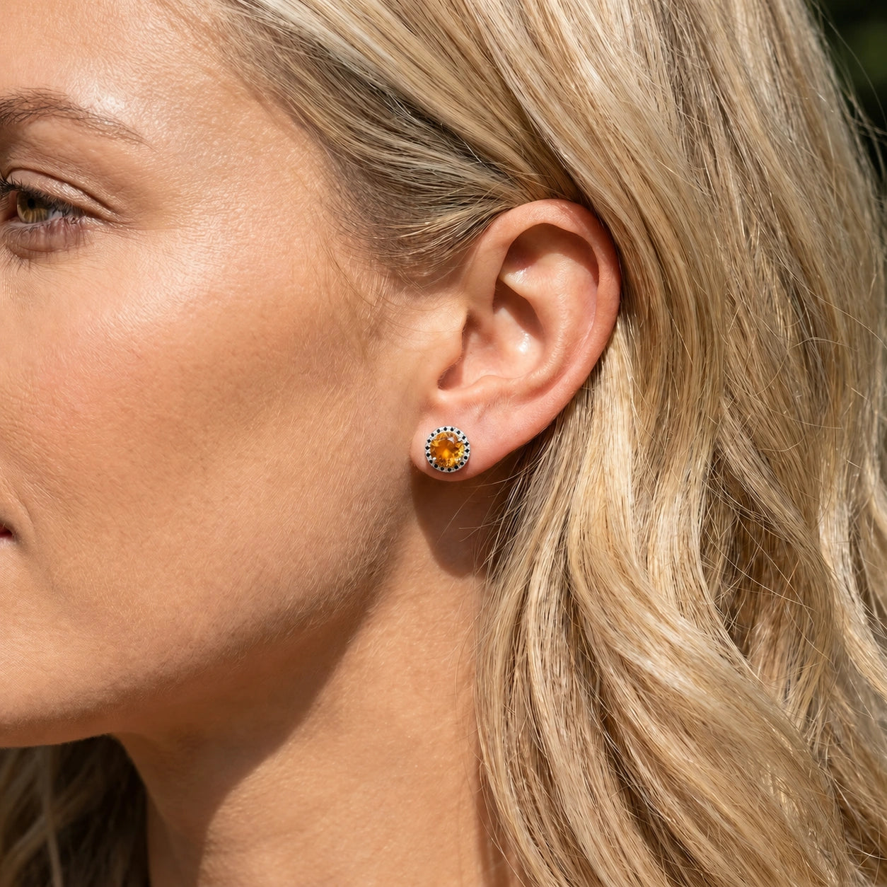 White Gold Earrings Citrine 10K — Arabella