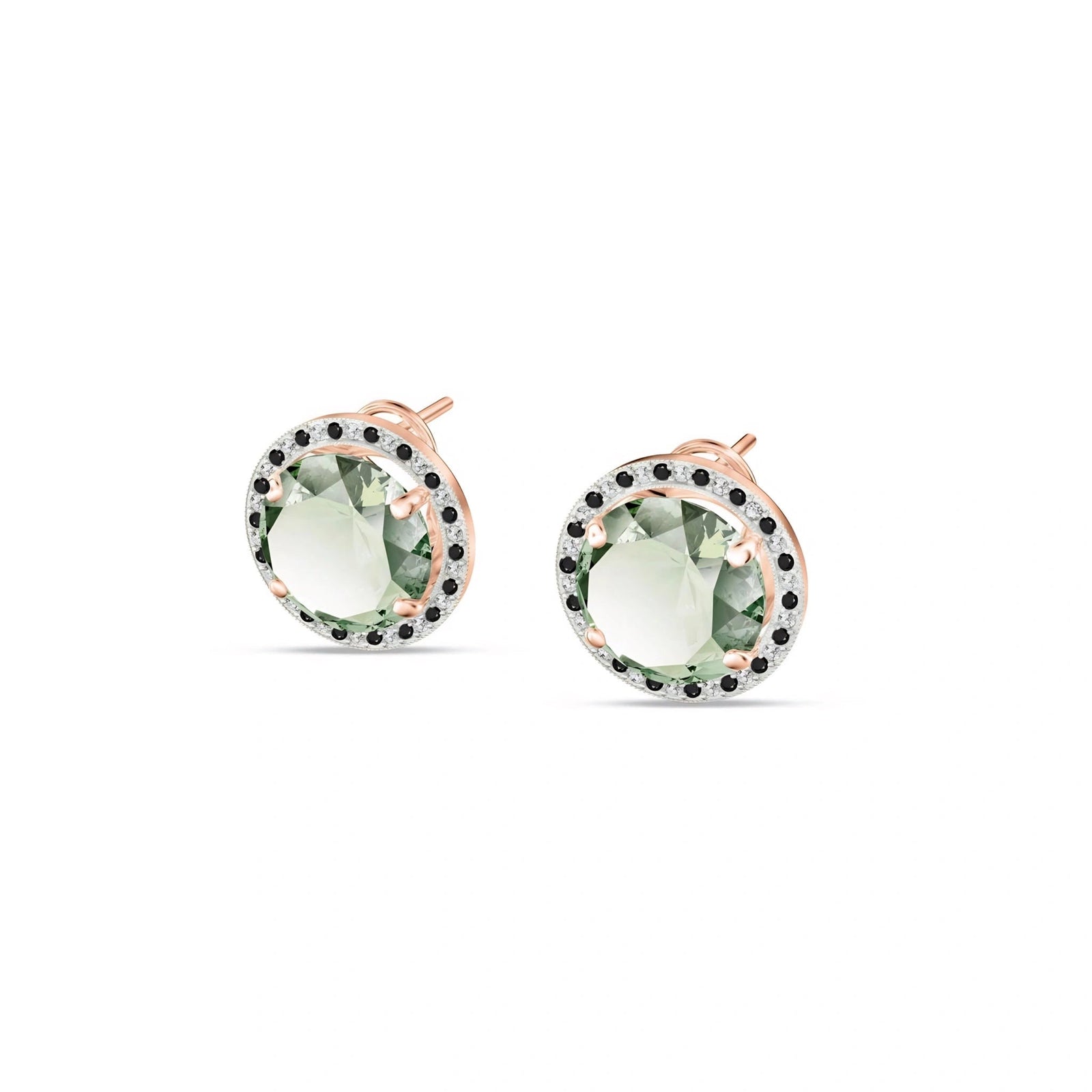 Rose Gold Earrings Green Amethyst 10K — Arabella