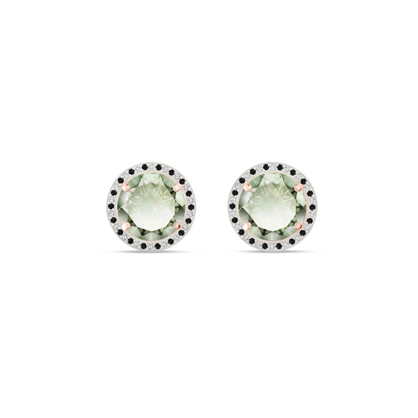 Rose Gold Earrings Green Amethyst 10K — Arabella