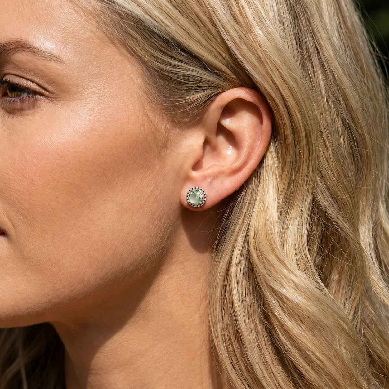 Rose Gold Earrings Green Amethyst 10K — Arabella