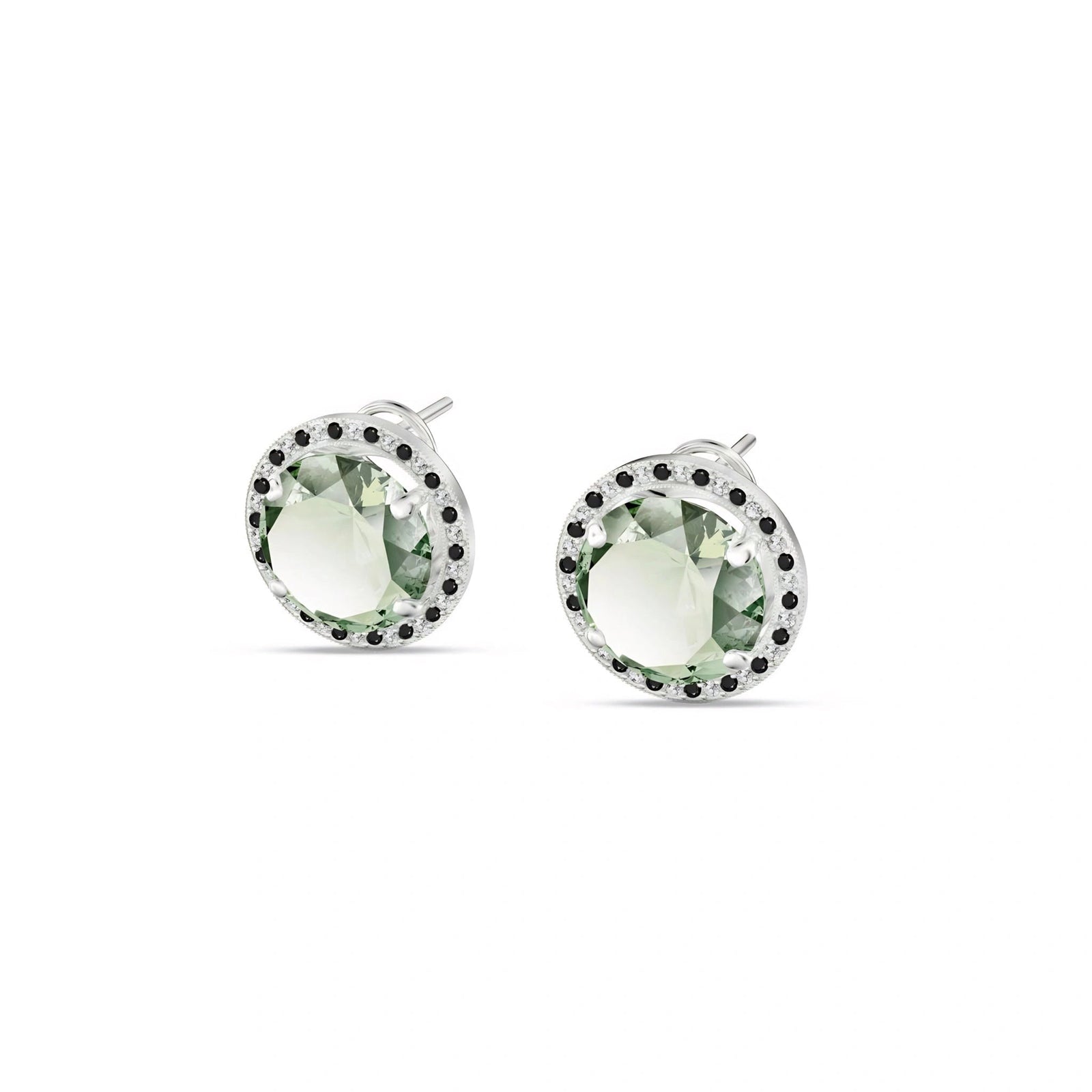 White Gold Earrings Green Amethyst 10K — Arabella