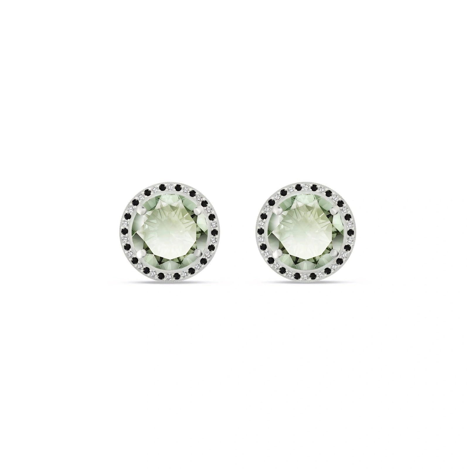 White Gold Earrings Green Amethyst 10K — Arabella