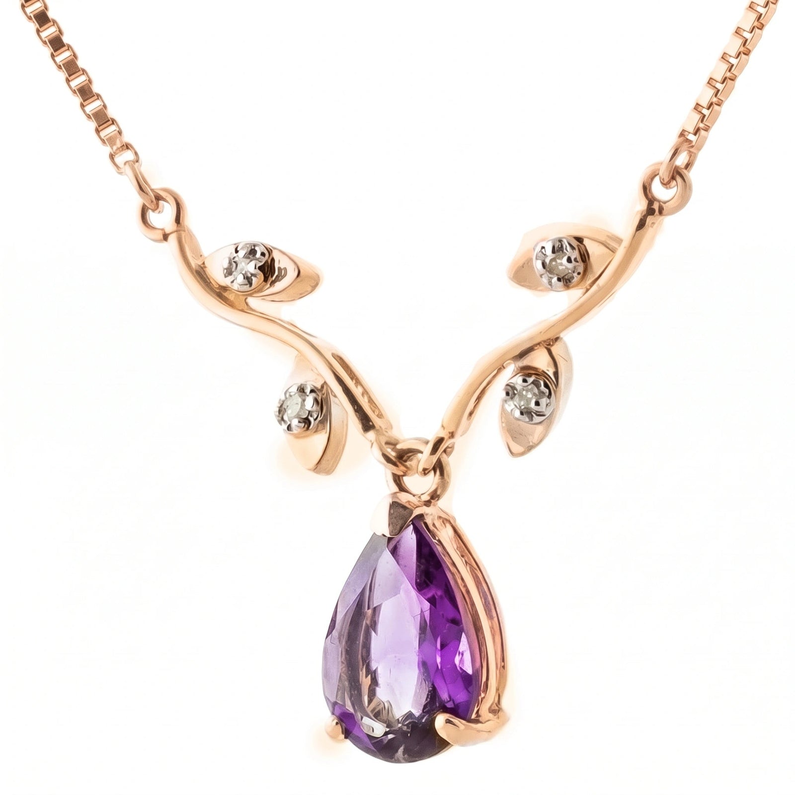 Rose Gold Heat Necklace Amethyst 10K — Serafina