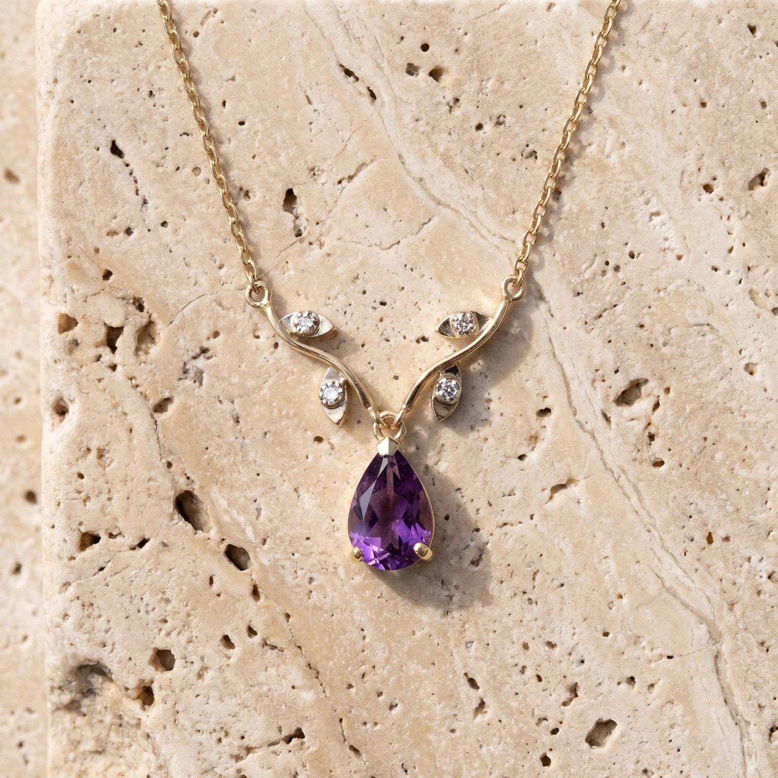 Yellow Gold Heat Necklace Amethyst 10K — Serafina