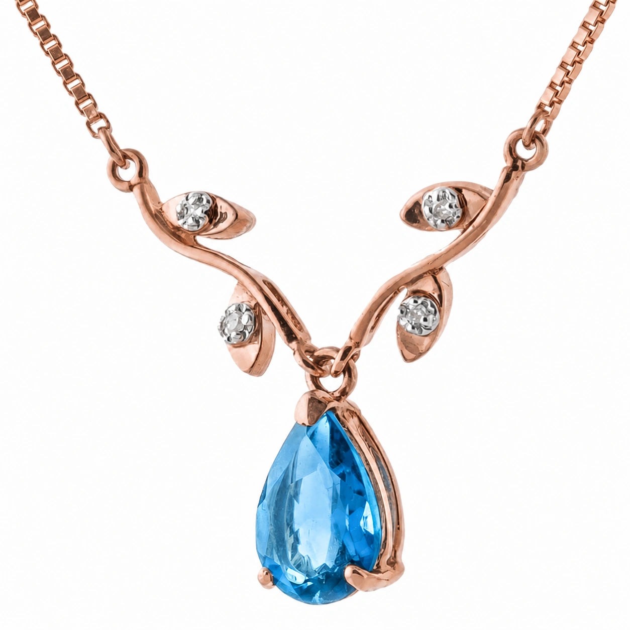 Rose Gold Heat Necklace Blue Topaz 10K — Serafina