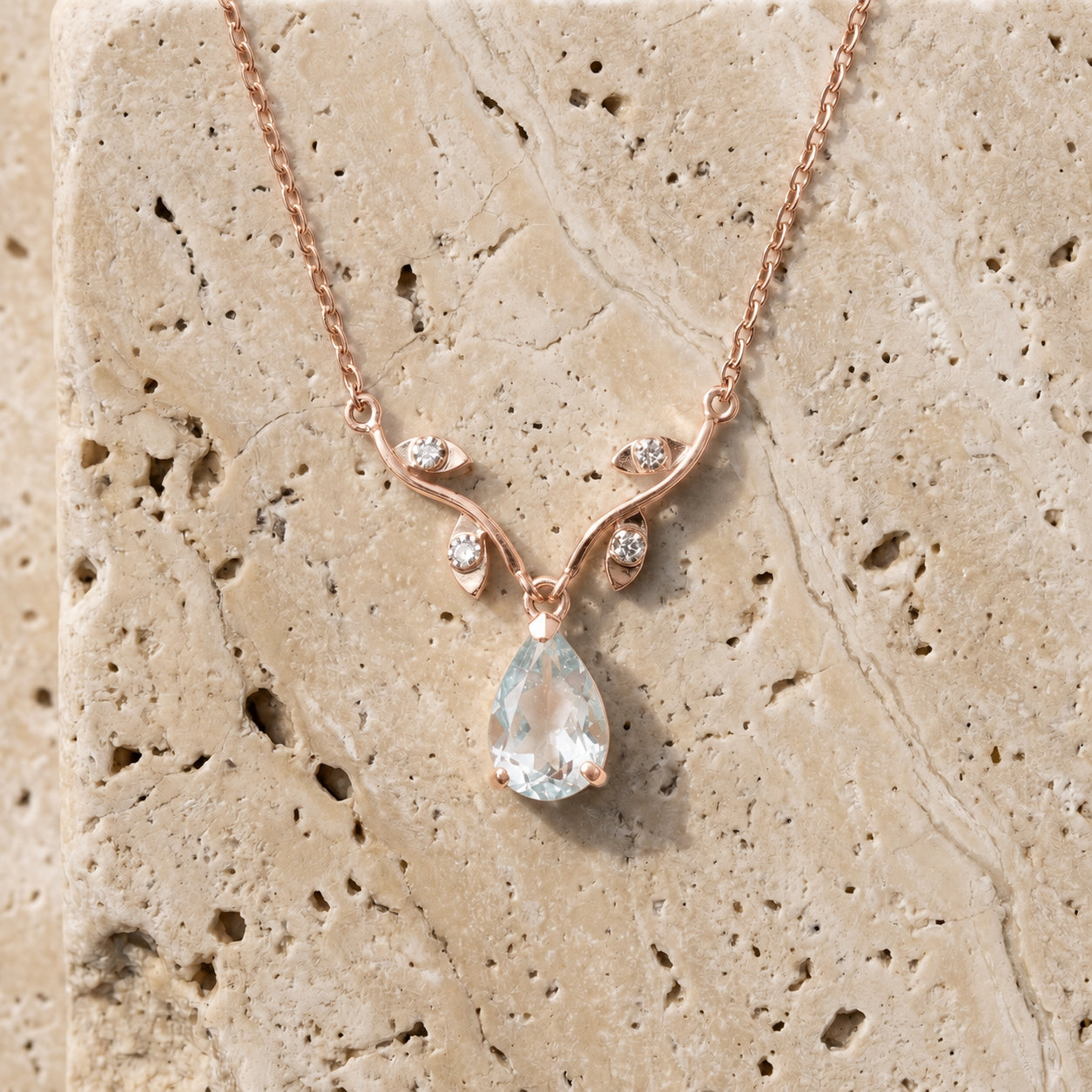 Rose Gold Heat Necklace Blue Topaz 10K — Serafina