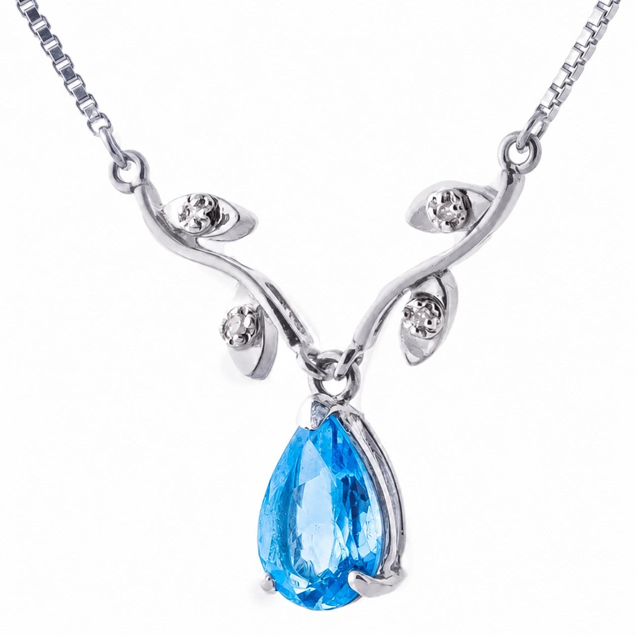 White Gold Heat Necklace Blue Topaz 10K — Serafina
