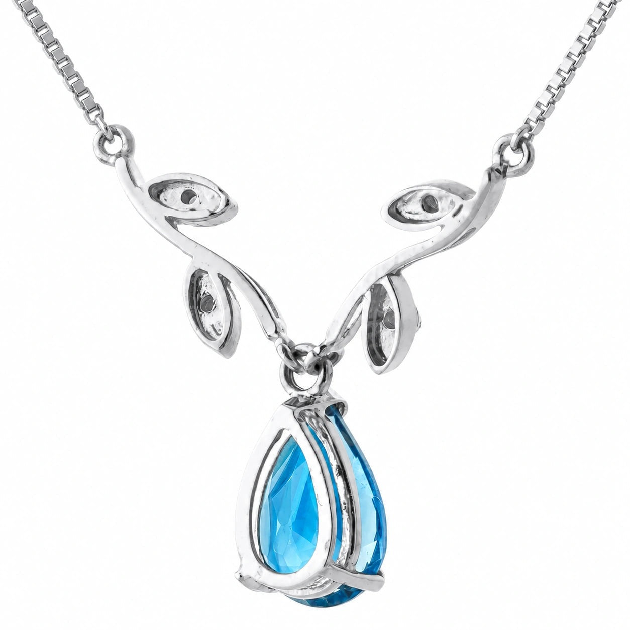 White Gold Heat Necklace Blue Topaz 10K — Serafina