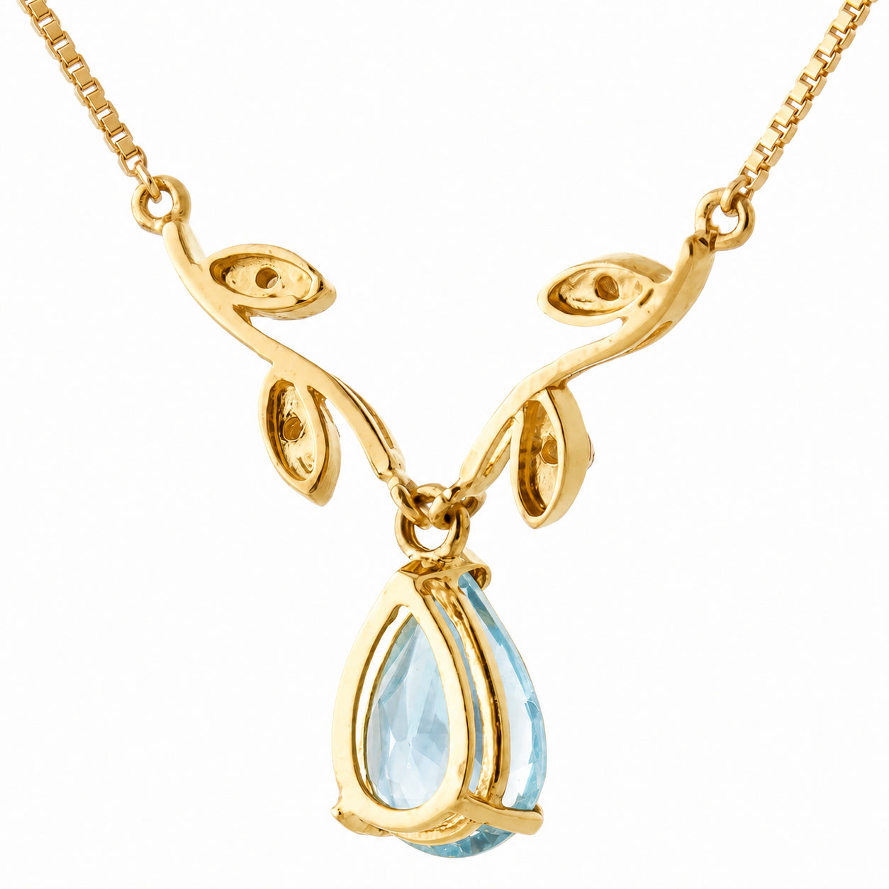 Yellow Gold Heat Necklace Blue Topaz 10K — Serafina