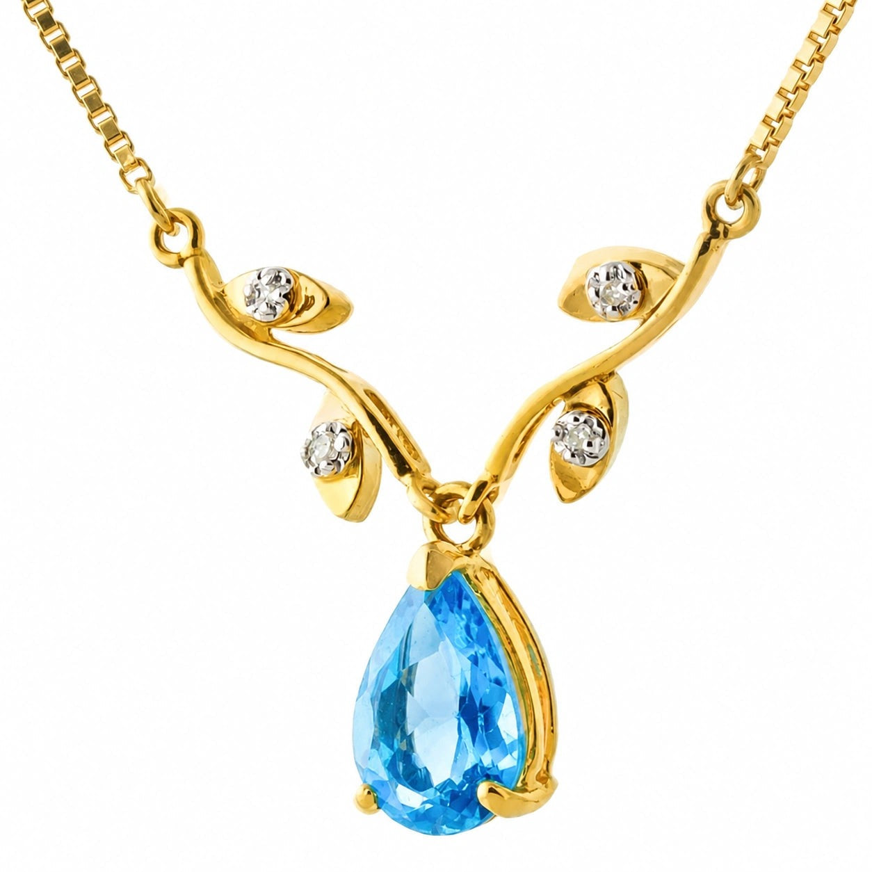 Yellow Gold Heat Necklace Blue Topaz 10K — Serafina
