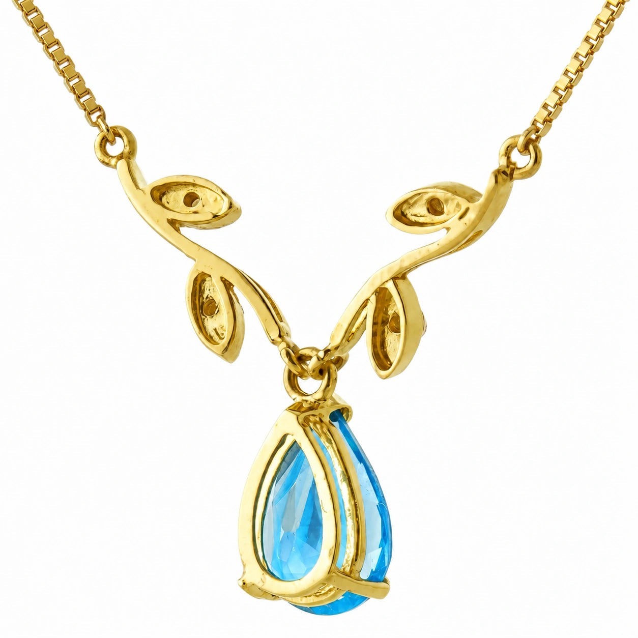 Yellow Gold Heat Necklace Blue Topaz 10K — Serafina