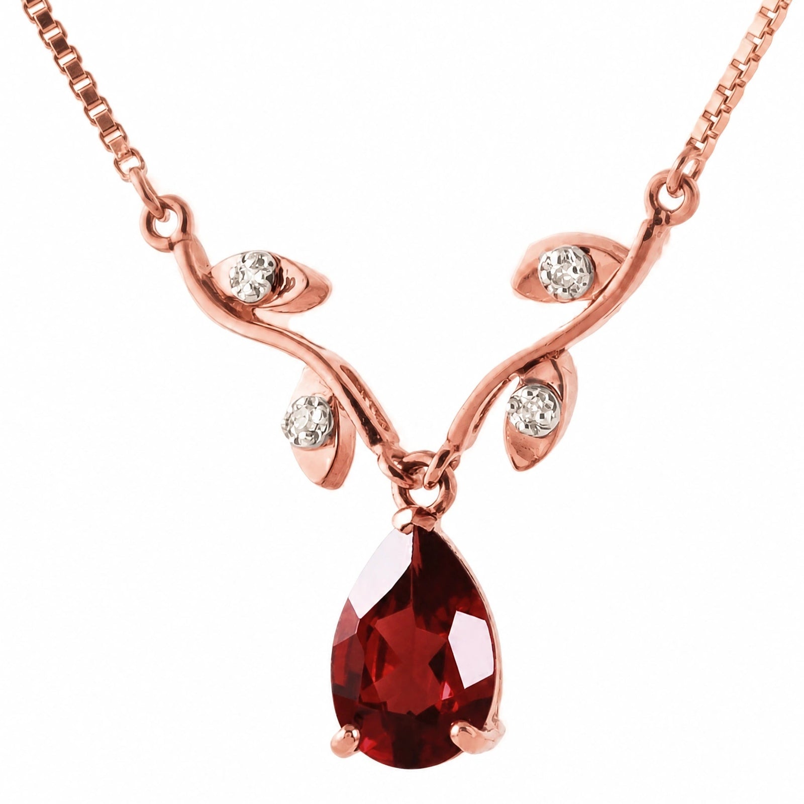 Rose Gold Heat Necklace Garnet 10K — Serafina