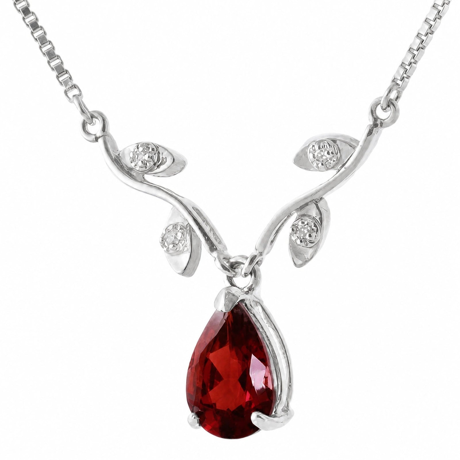 White Gold Heat Necklace Garnet 10K — Serafina