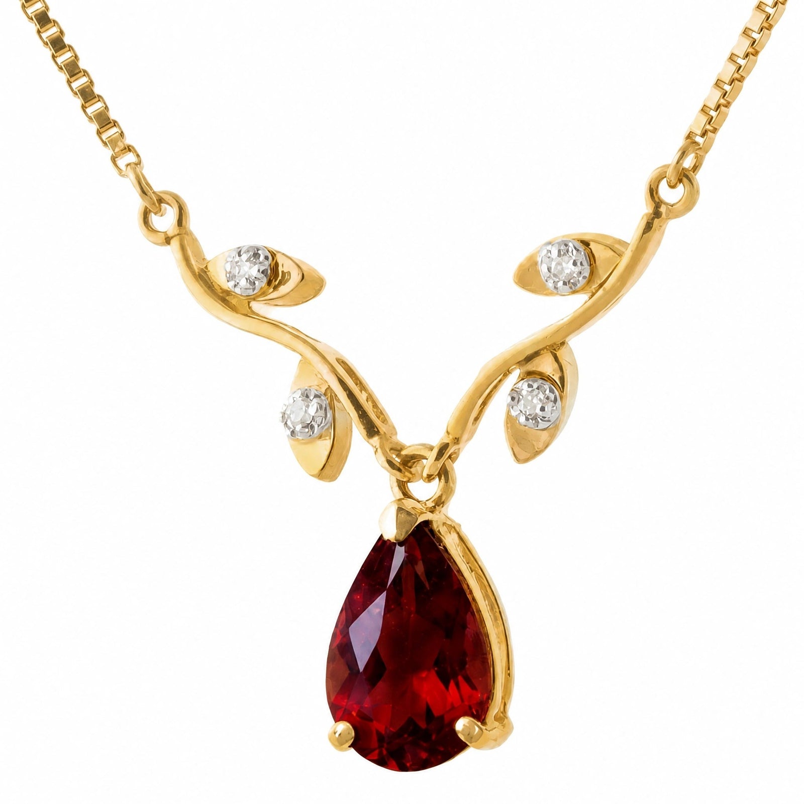 Yellow Gold Heat Necklace Garnet 10K — Serafina