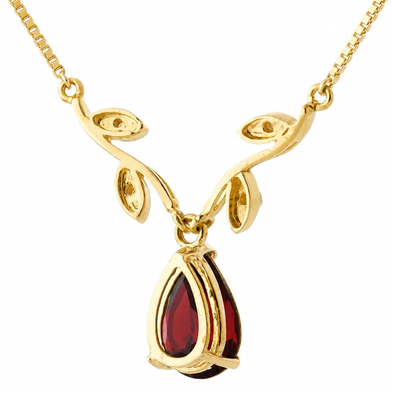 Yellow Gold Heat Necklace Garnet 10K — Serafina