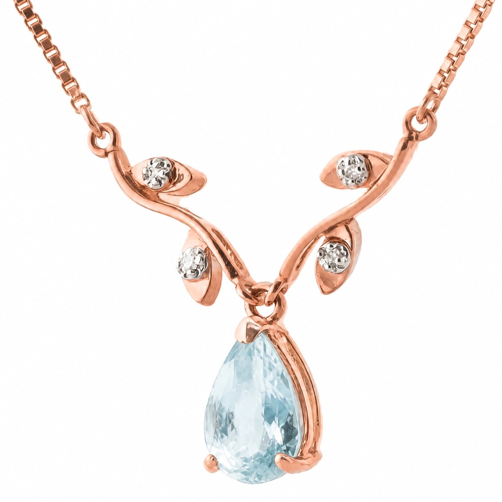 Rose Gold Heat Necklace Aquamarine 10K — Serafina
