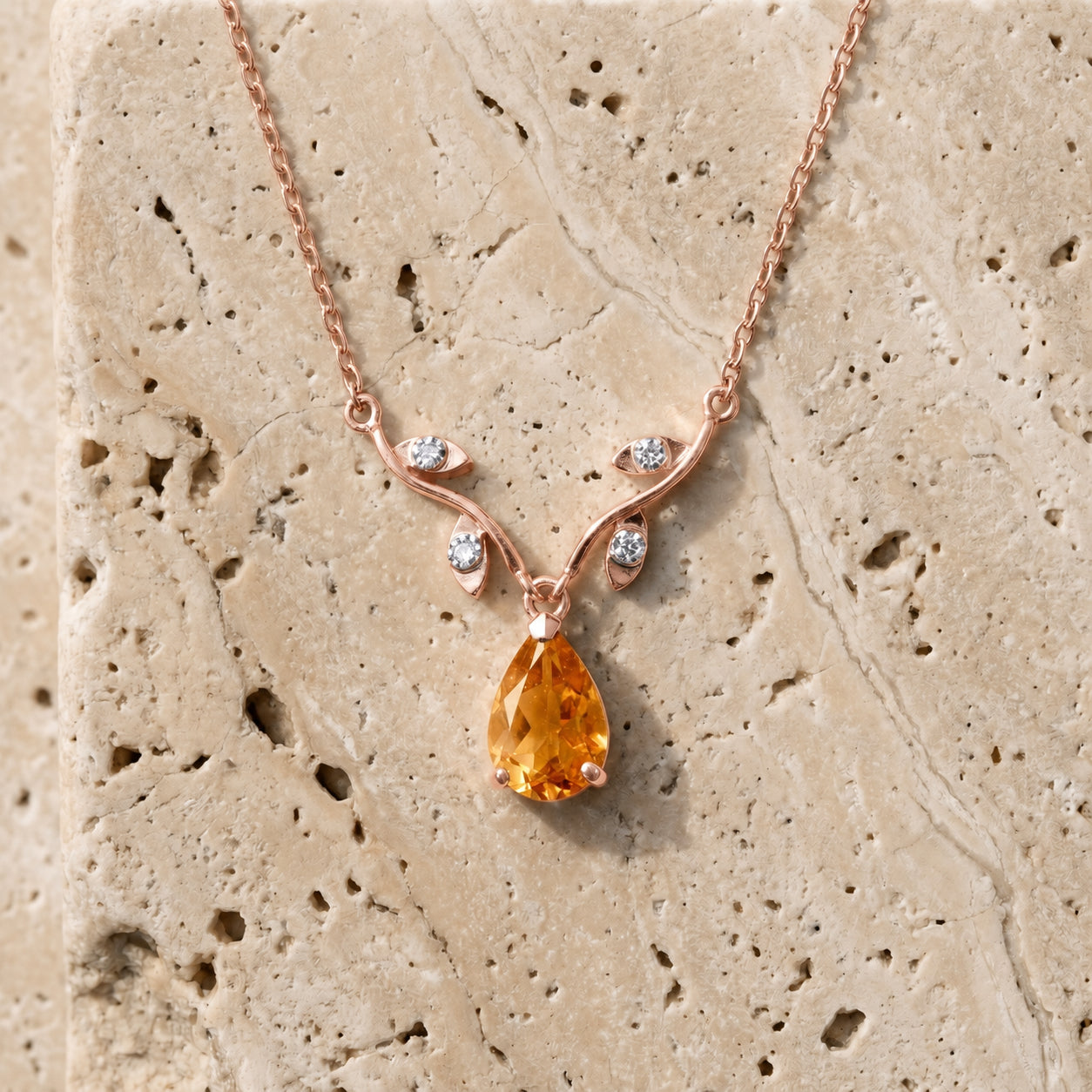 Rose Gold Heat Necklace Aquamarine 10K — Serafina