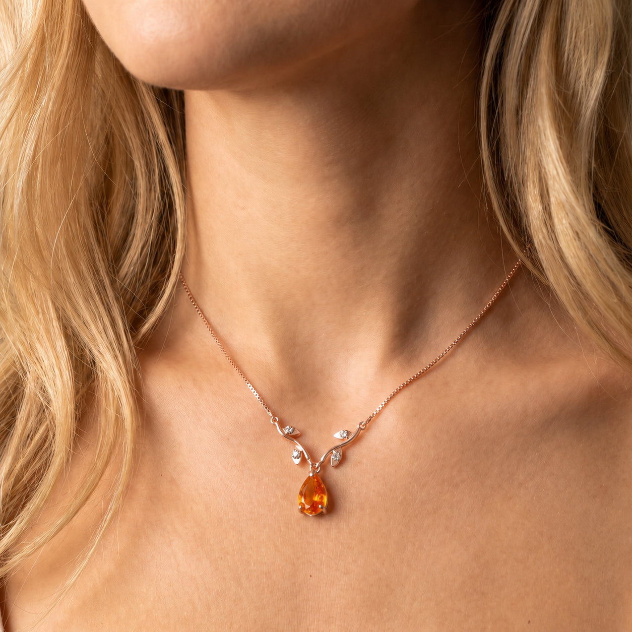 Rose Gold Heat Necklace Aquamarine 10K — Serafina