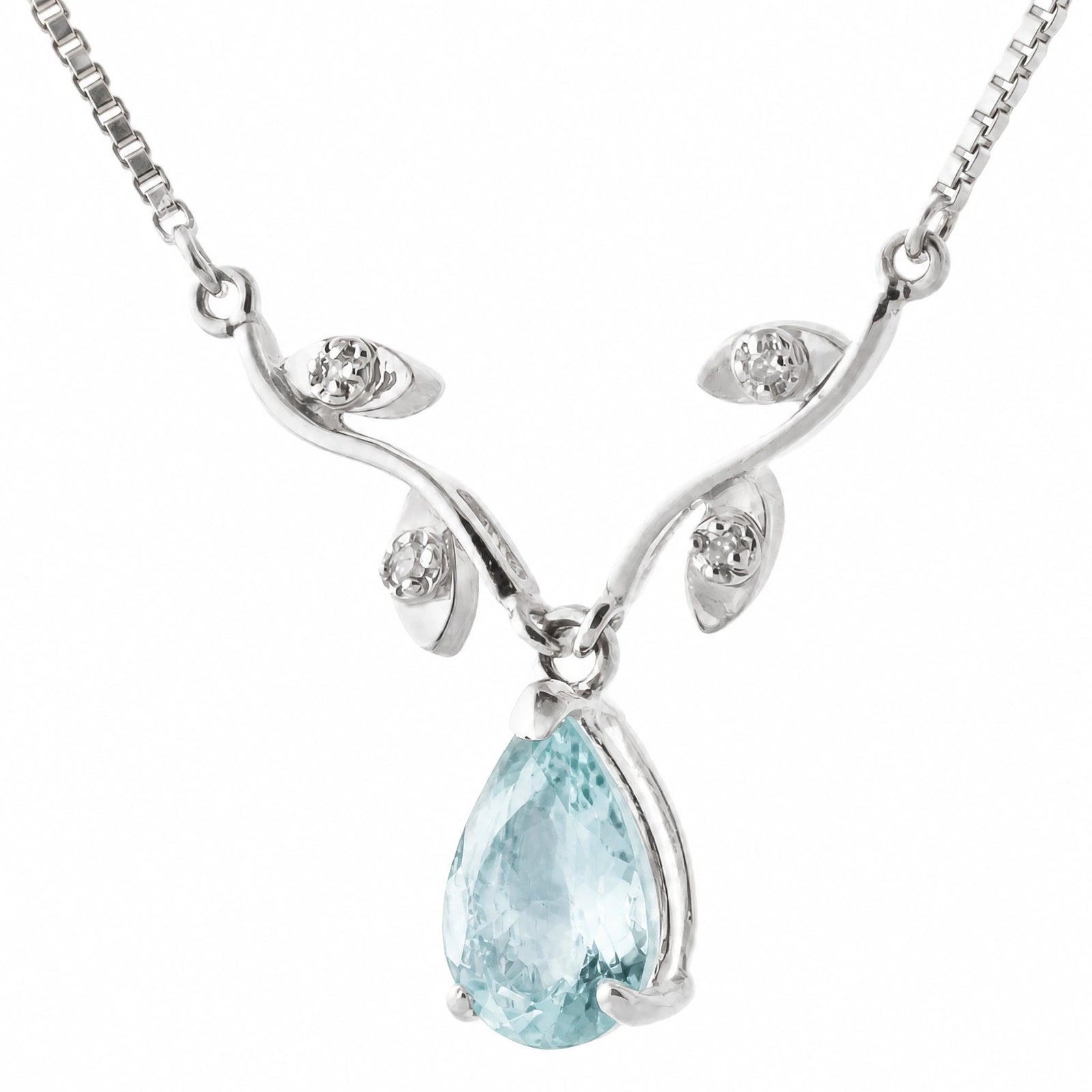 White Gold Heat Necklace Aquamarine 10K — Serafina
