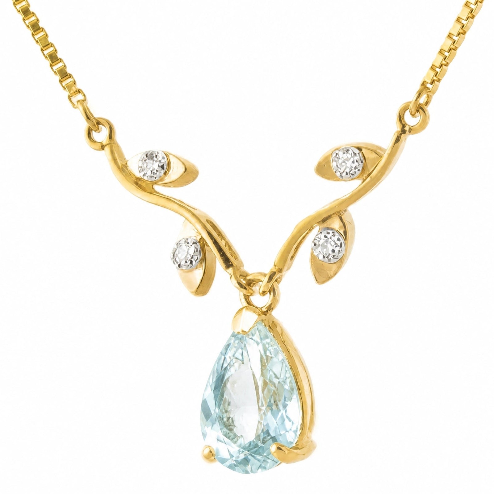 Yellow Gold Heat Necklace Aquamarine 10K — Serafina