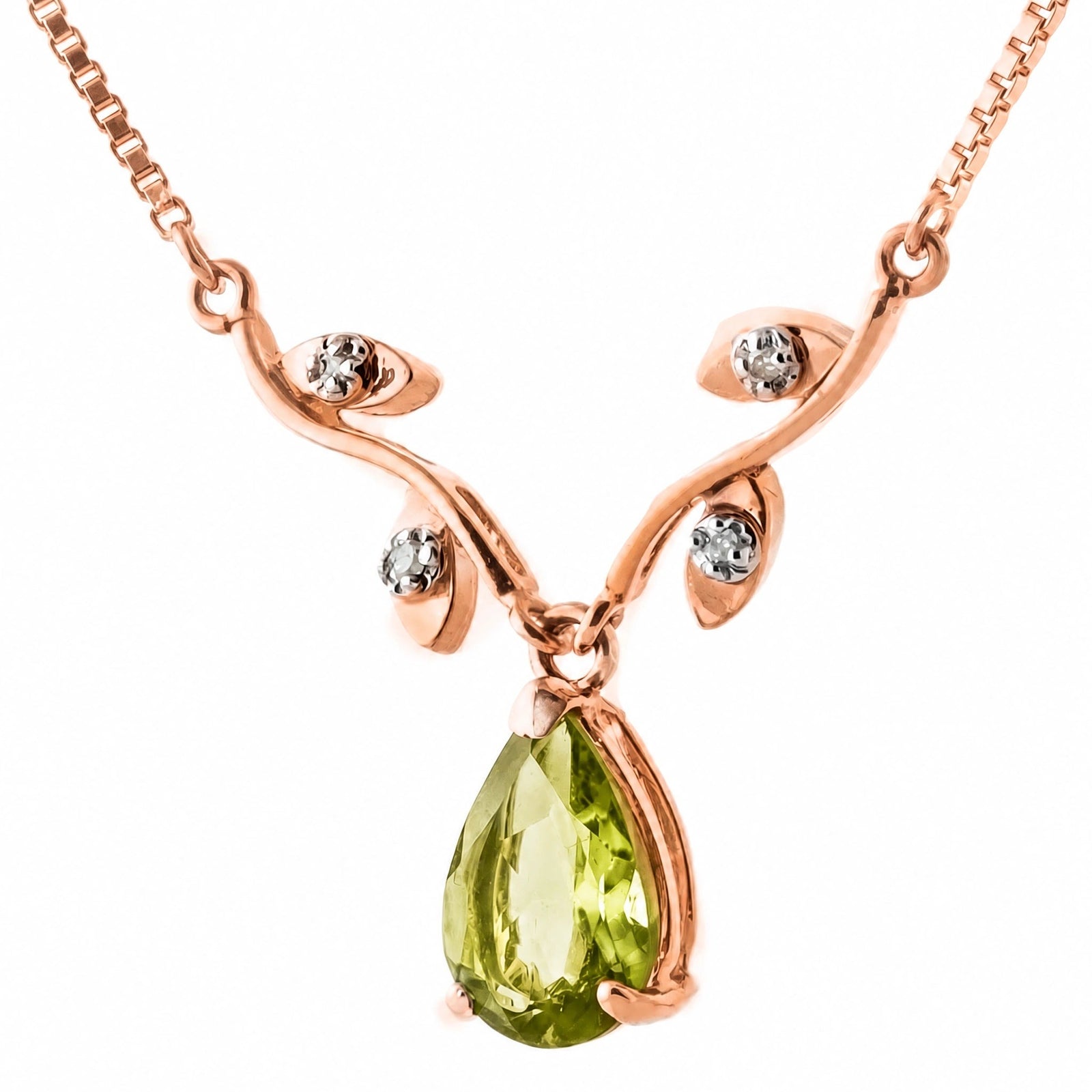 Rose Gold Heat Necklace Peridot 10K — Serafina
