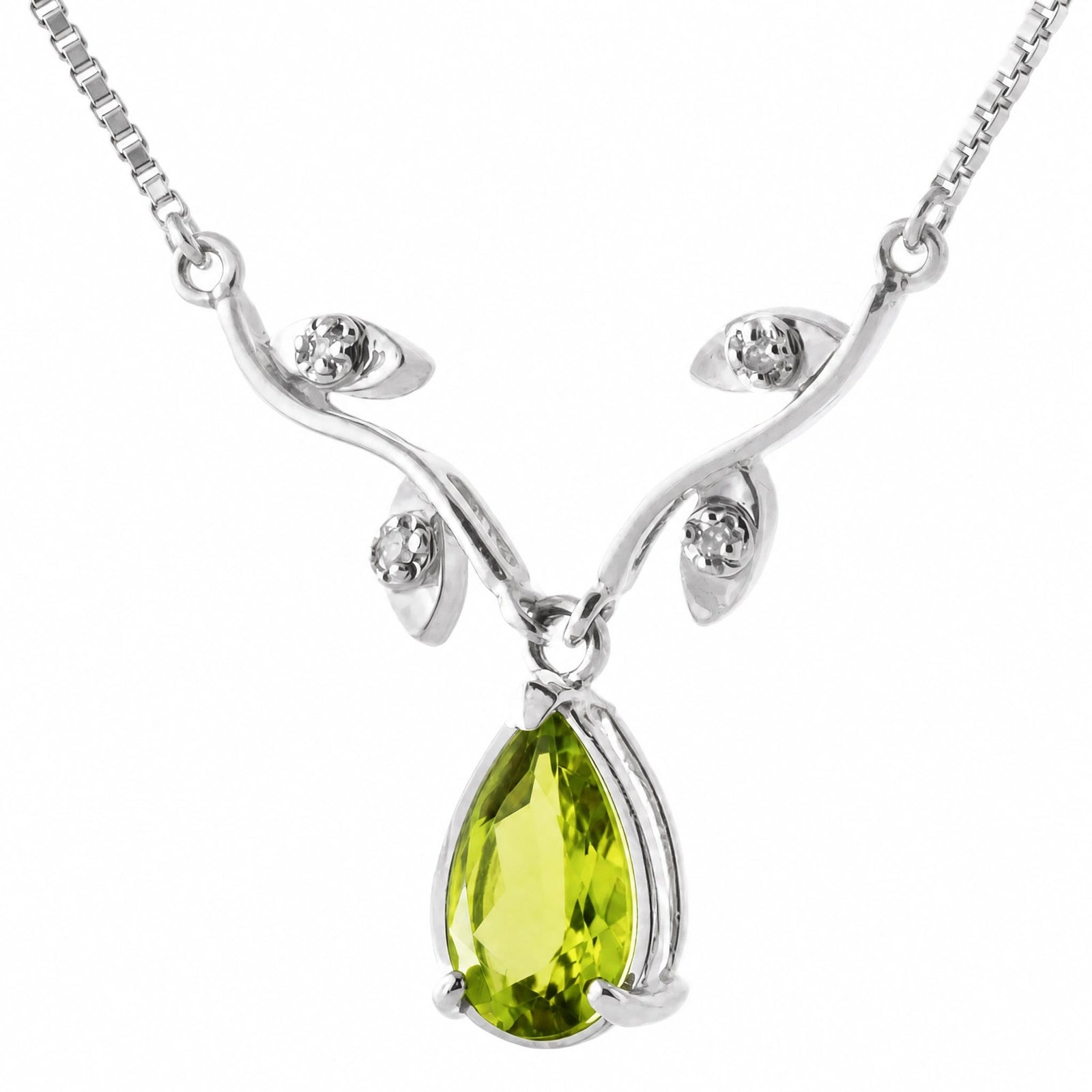 White Gold Heat Necklace Peridot 10K — Serafina