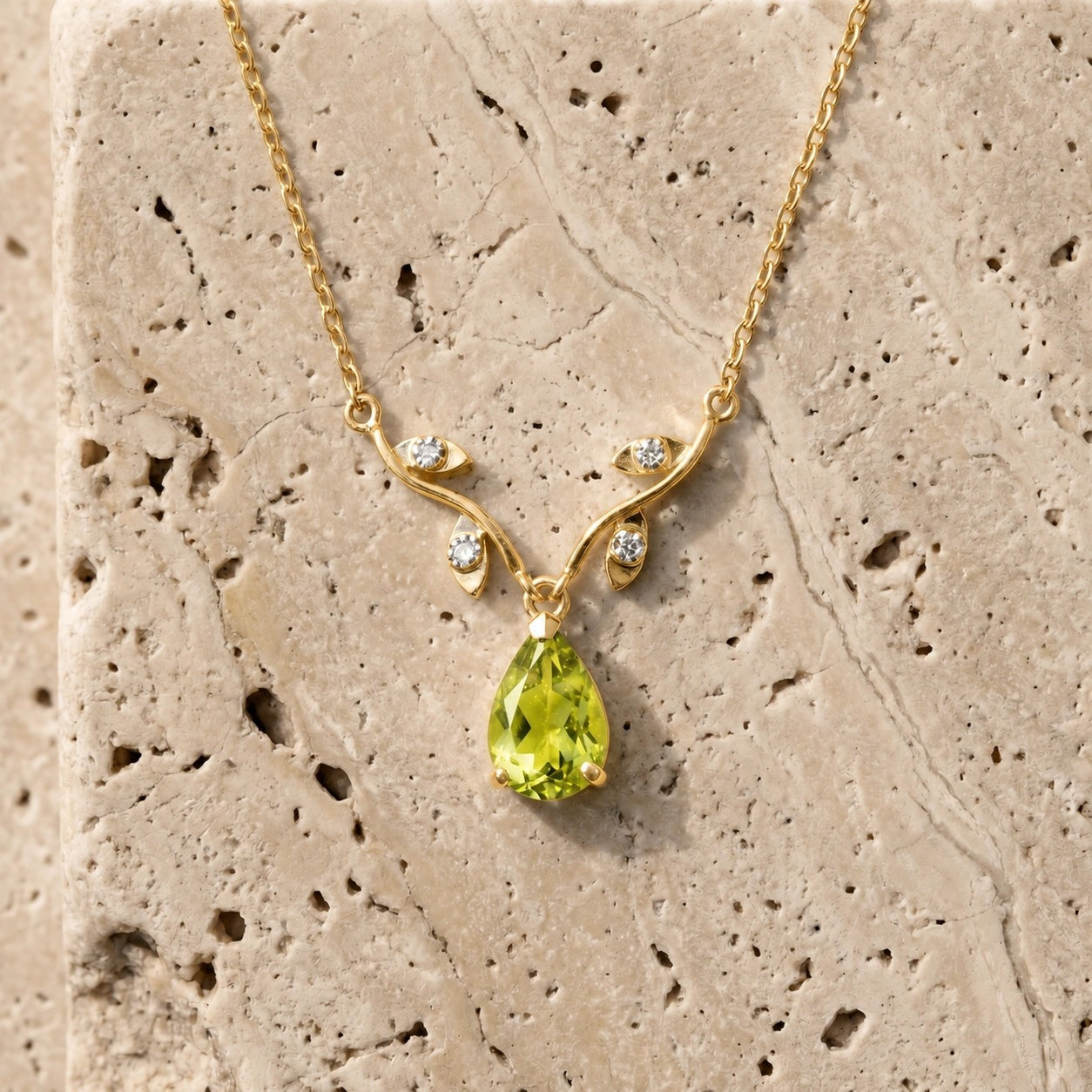 Yellow Gold Heat Necklace Peridot 10K — Serafina