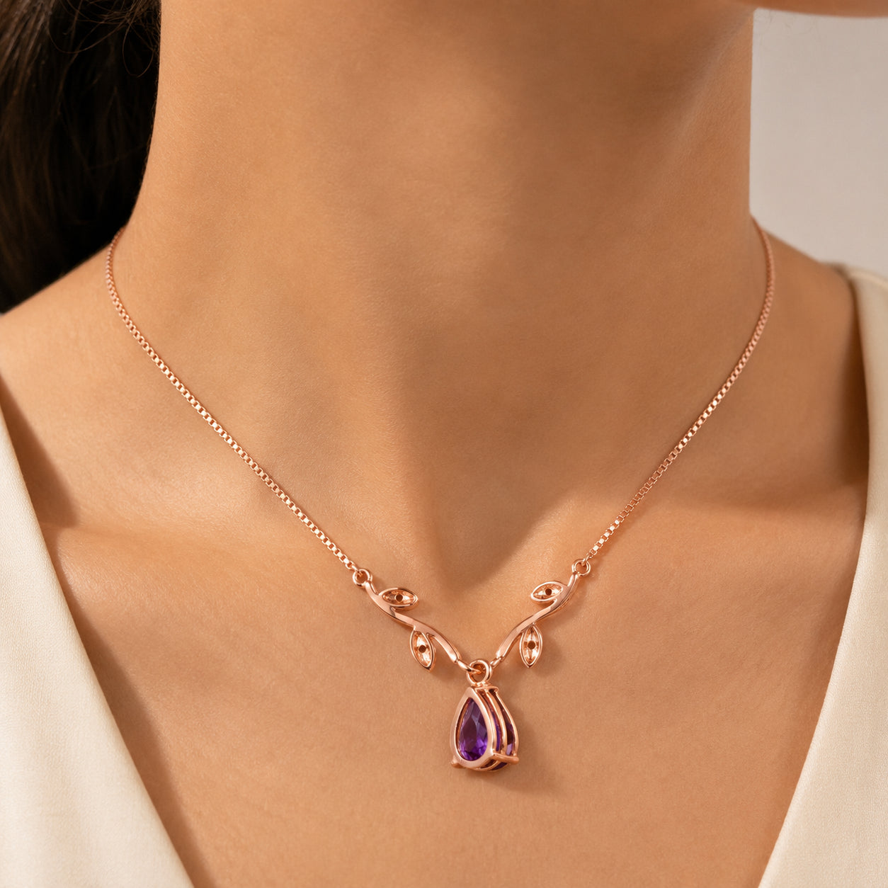 Rose Gold Heat Necklace Citrine 10K — Serafina