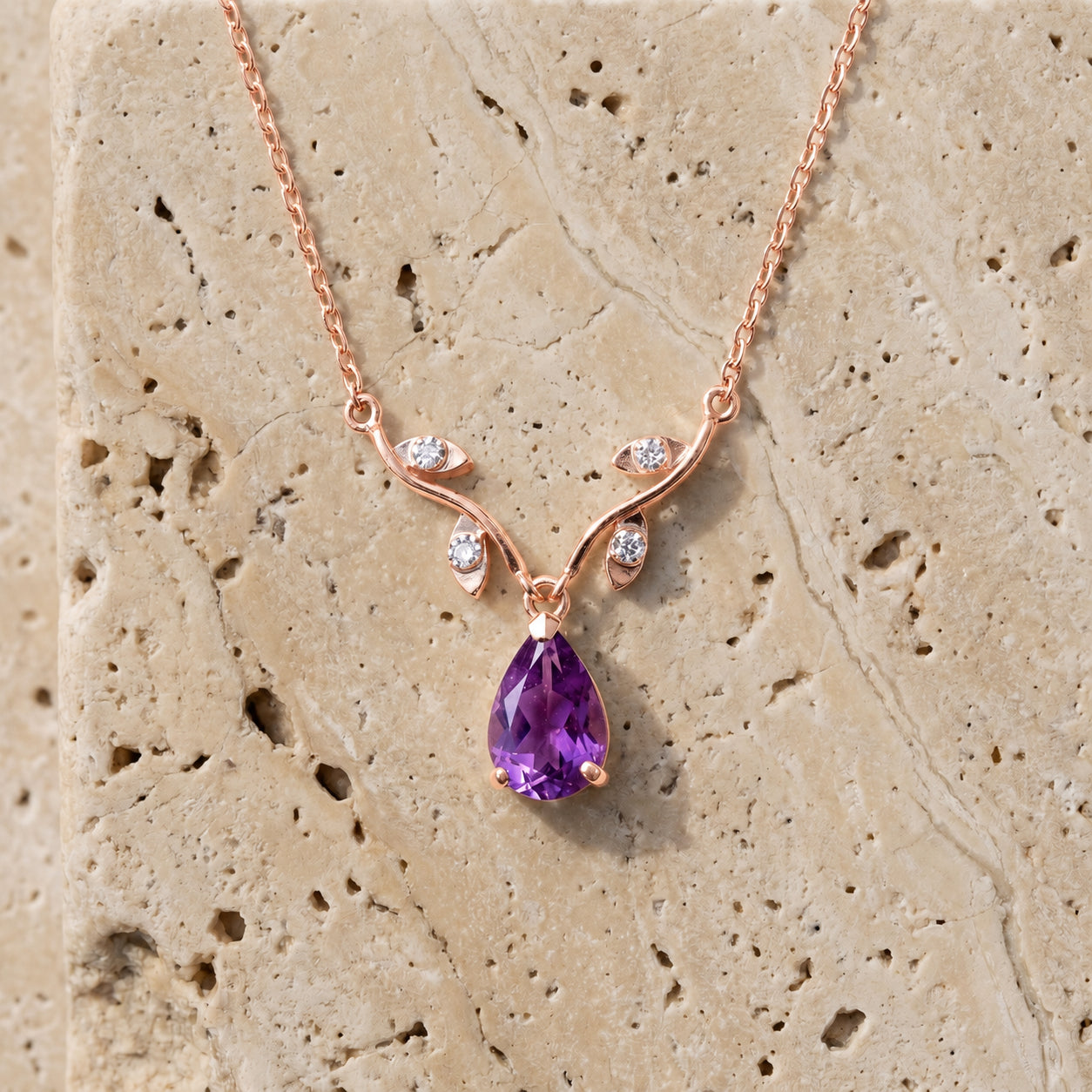 Rose Gold Heat Necklace Citrine 10K — Serafina