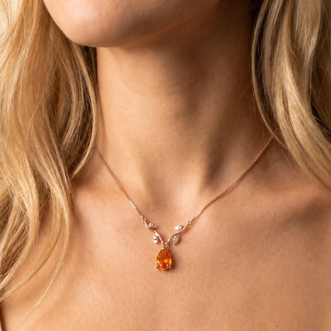 Rose Gold Heat Necklace Citrine 10K — Serafina