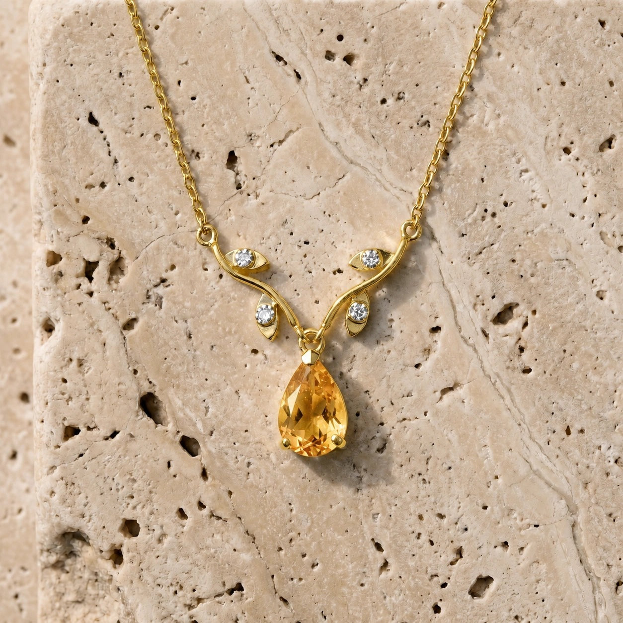 Yellow Gold Heat Necklace Citrine 10K — Serafina