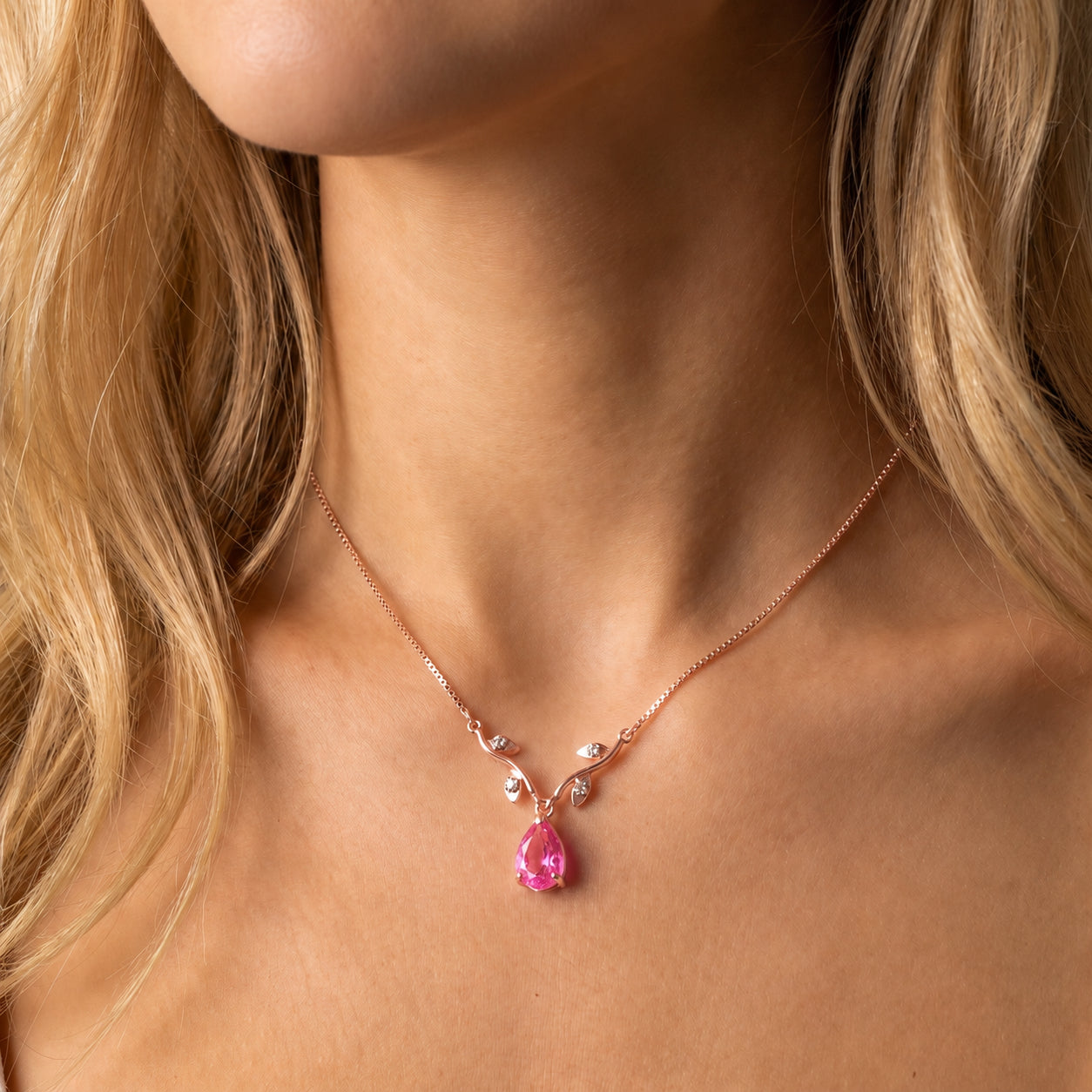 Rose Gold Heat Necklace Pink Topaz 10K — Serafina