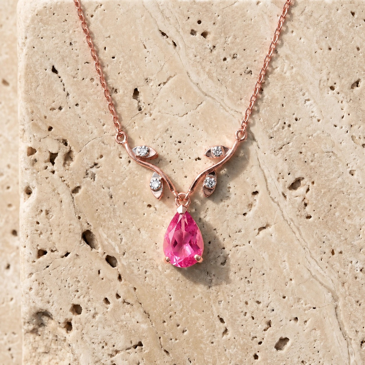 Rose Gold Heat Necklace Pink Topaz 10K — Serafina