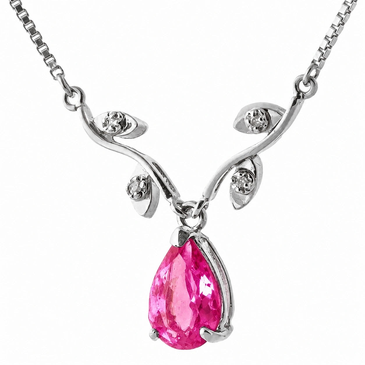 White Gold Heat Necklace Pink Topaz 10K — Serafina