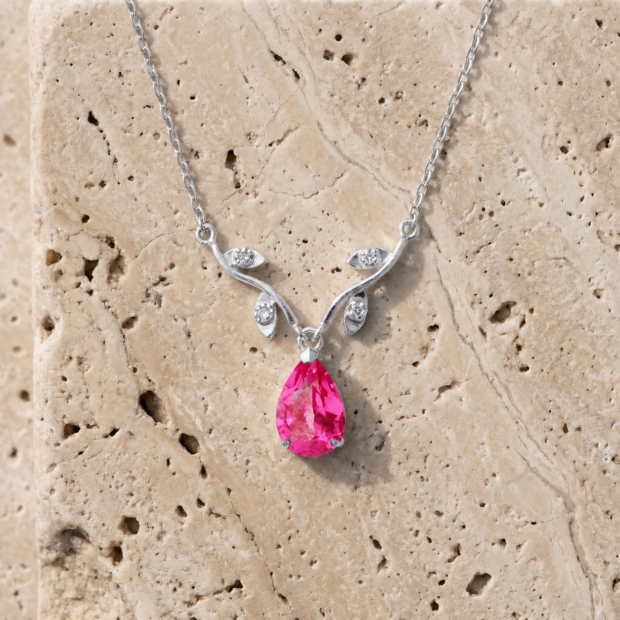 White Gold Heat Necklace Pink Topaz 10K — Serafina