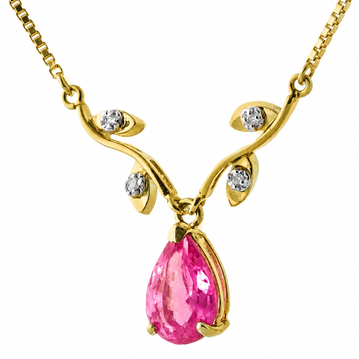 Yellow Gold Heat Necklace Pink Topaz 10K — Serafina