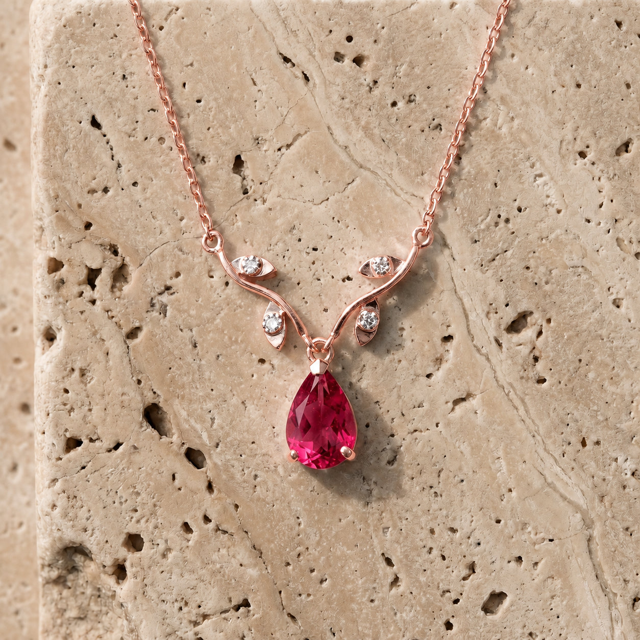 Rose Gold Heat Necklace Sapphire 10K — Serafina