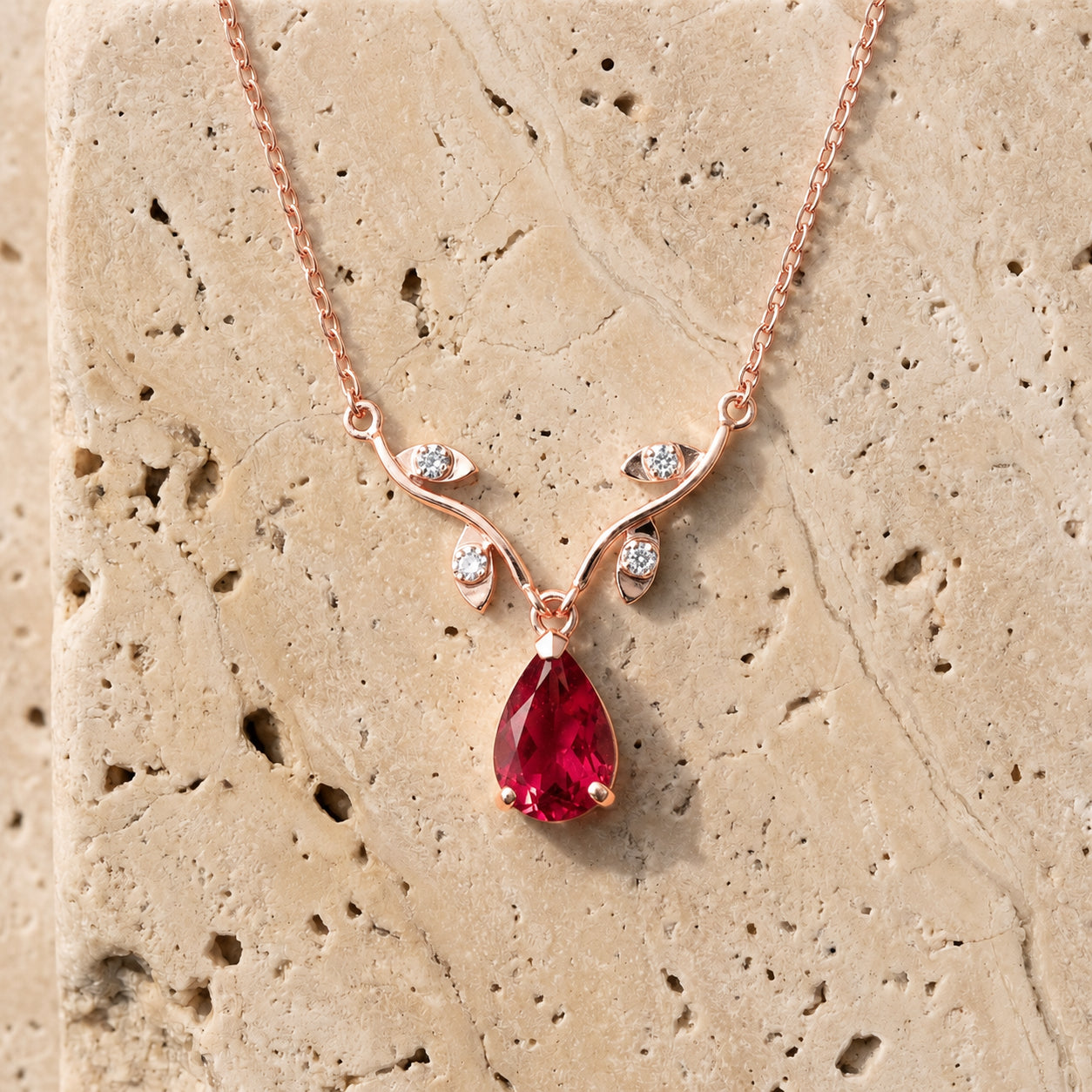 Rose Gold Heat Necklace Sapphire 10K — Serafina