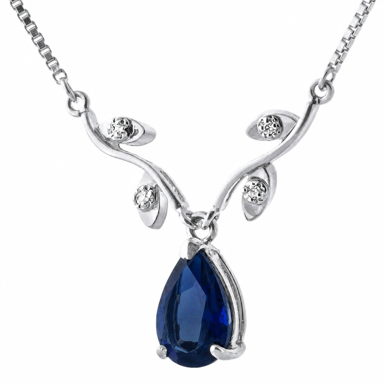 White Gold Heat Necklace Sapphire 10K — Serafina