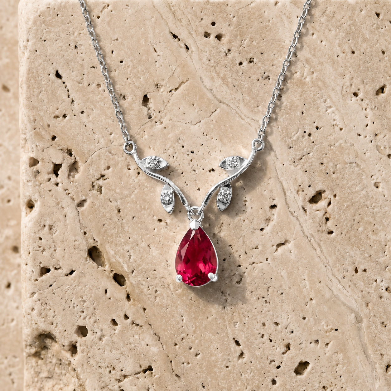 White Gold Heat Necklace Sapphire 10K — Serafina