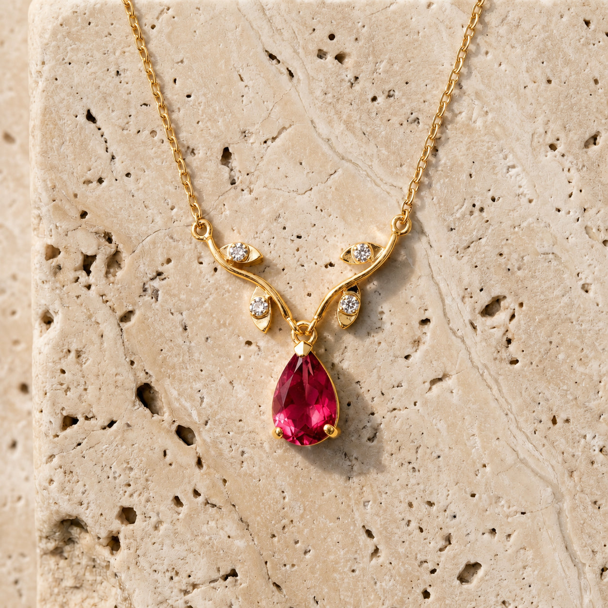 Yellow Gold Heat Necklace Sapphire 10K — Serafina