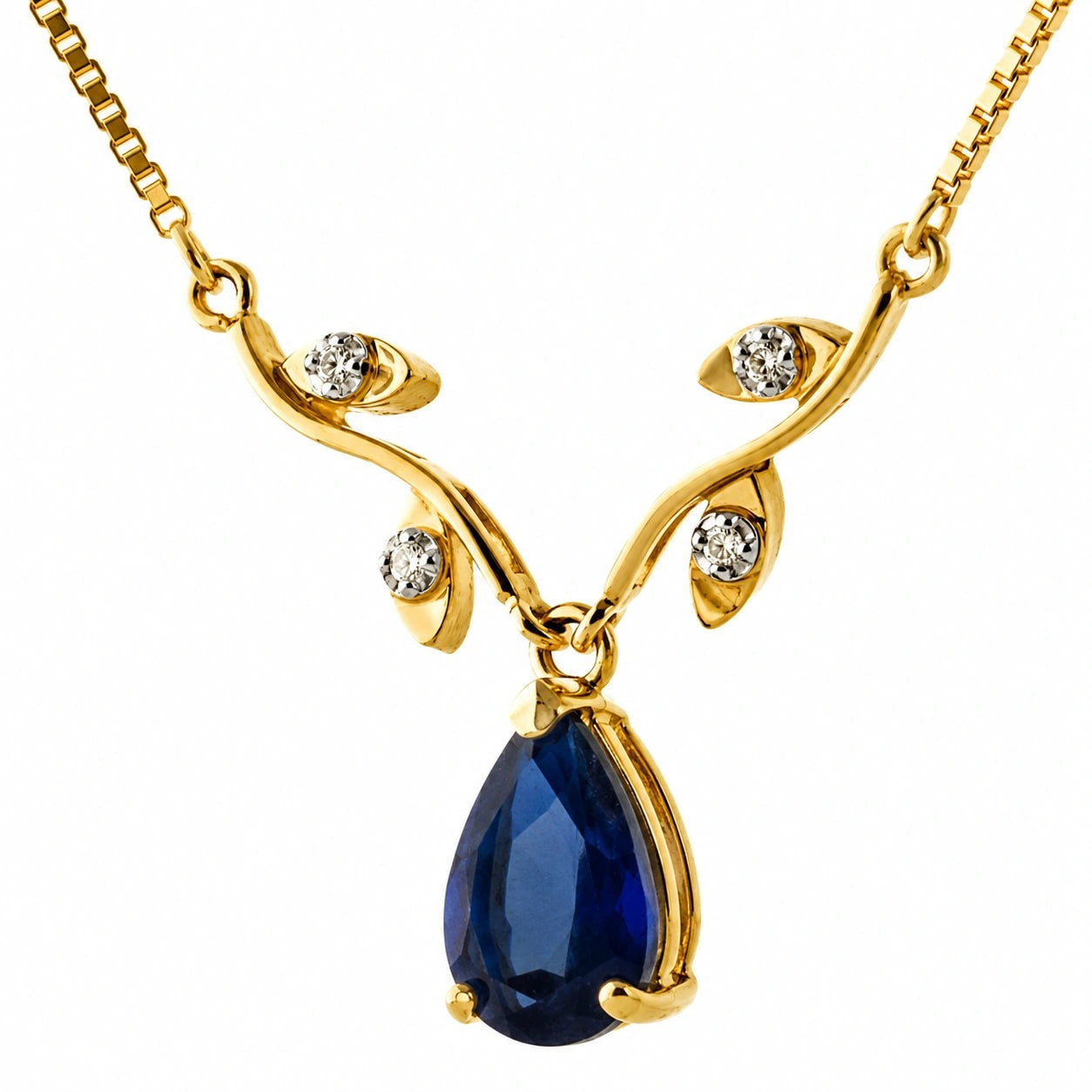 Yellow Gold Heat Necklace Sapphire 10K — Serafina