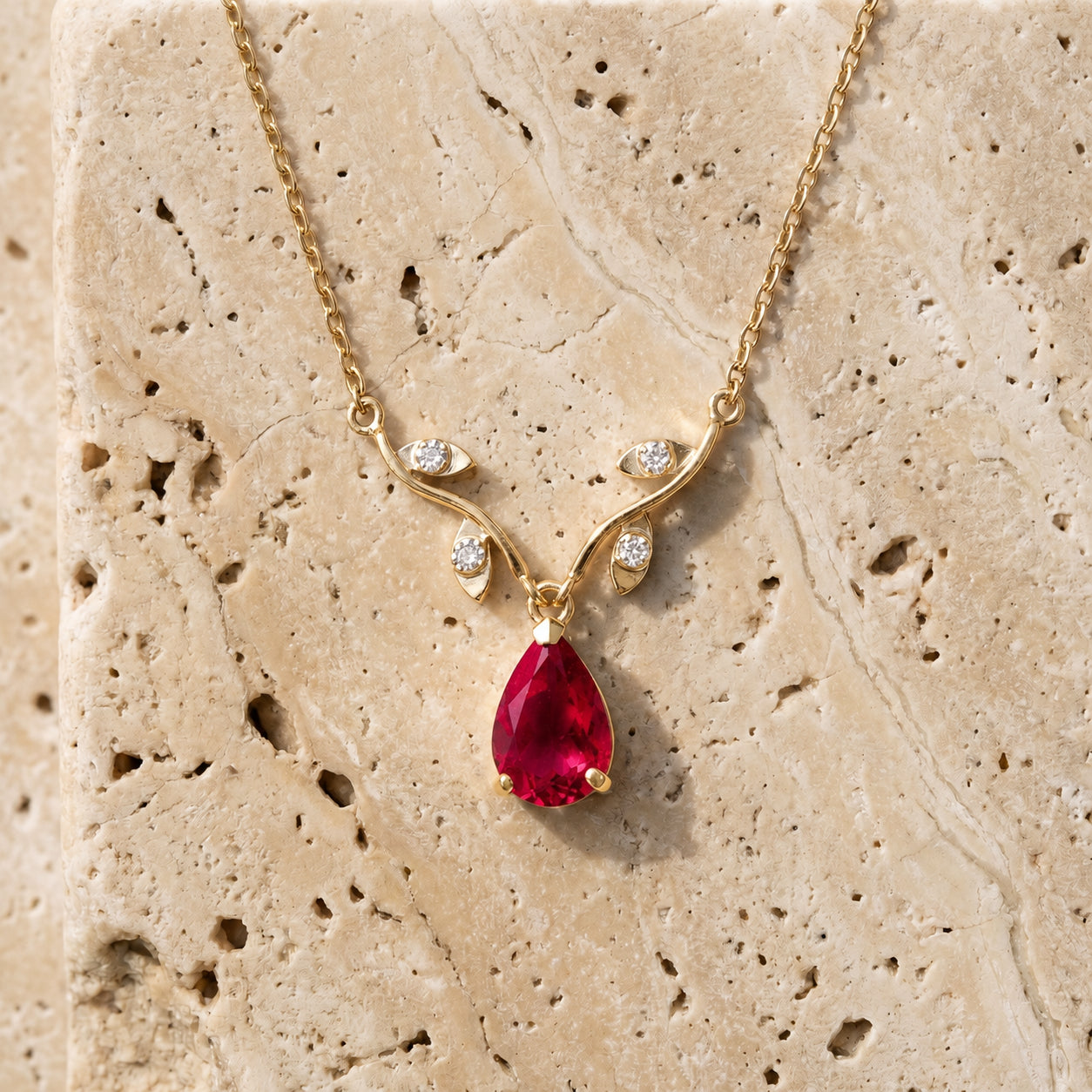 Yellow Gold Heat Necklace Sapphire 10K — Serafina