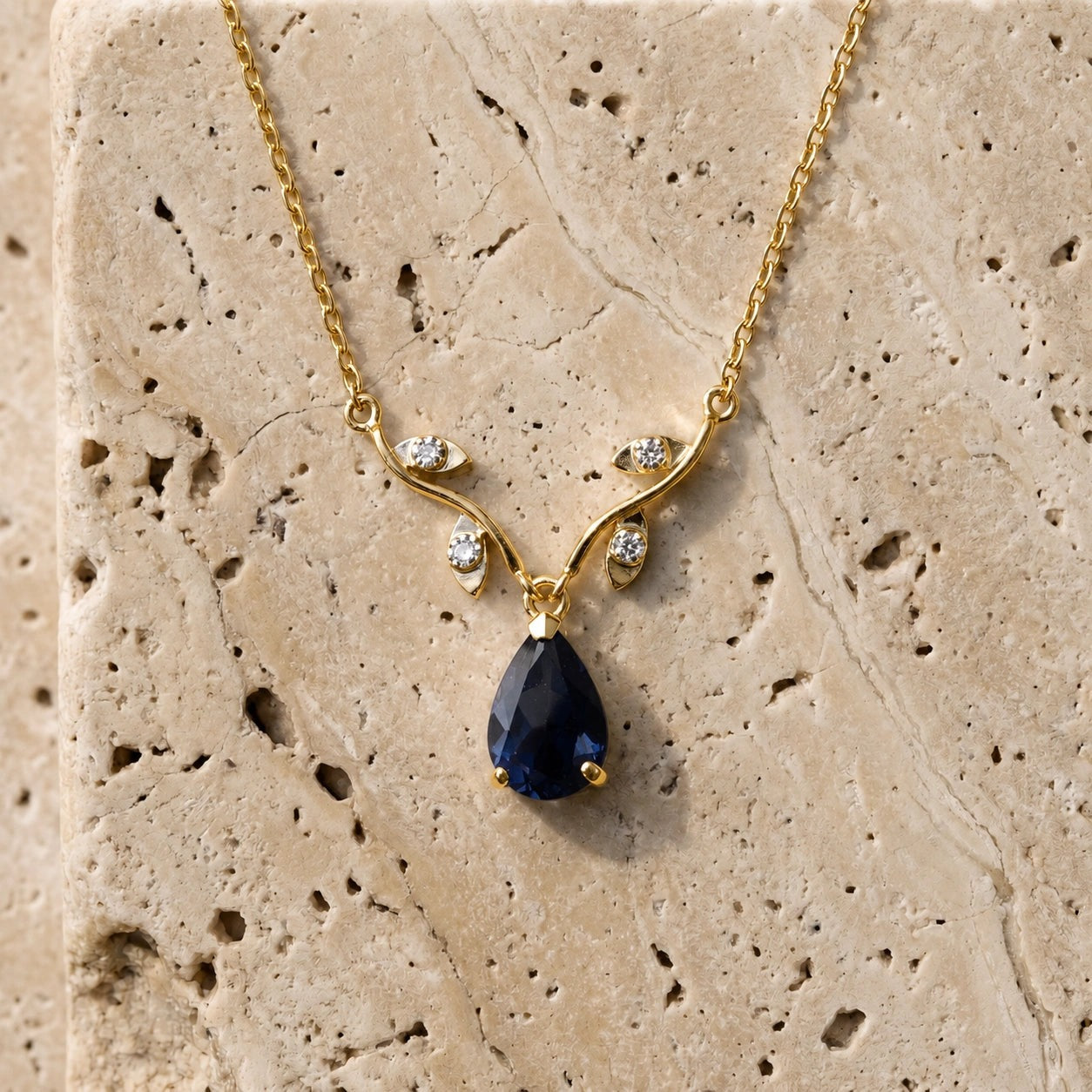 Yellow Gold Heat Necklace Sapphire 10K — Serafina