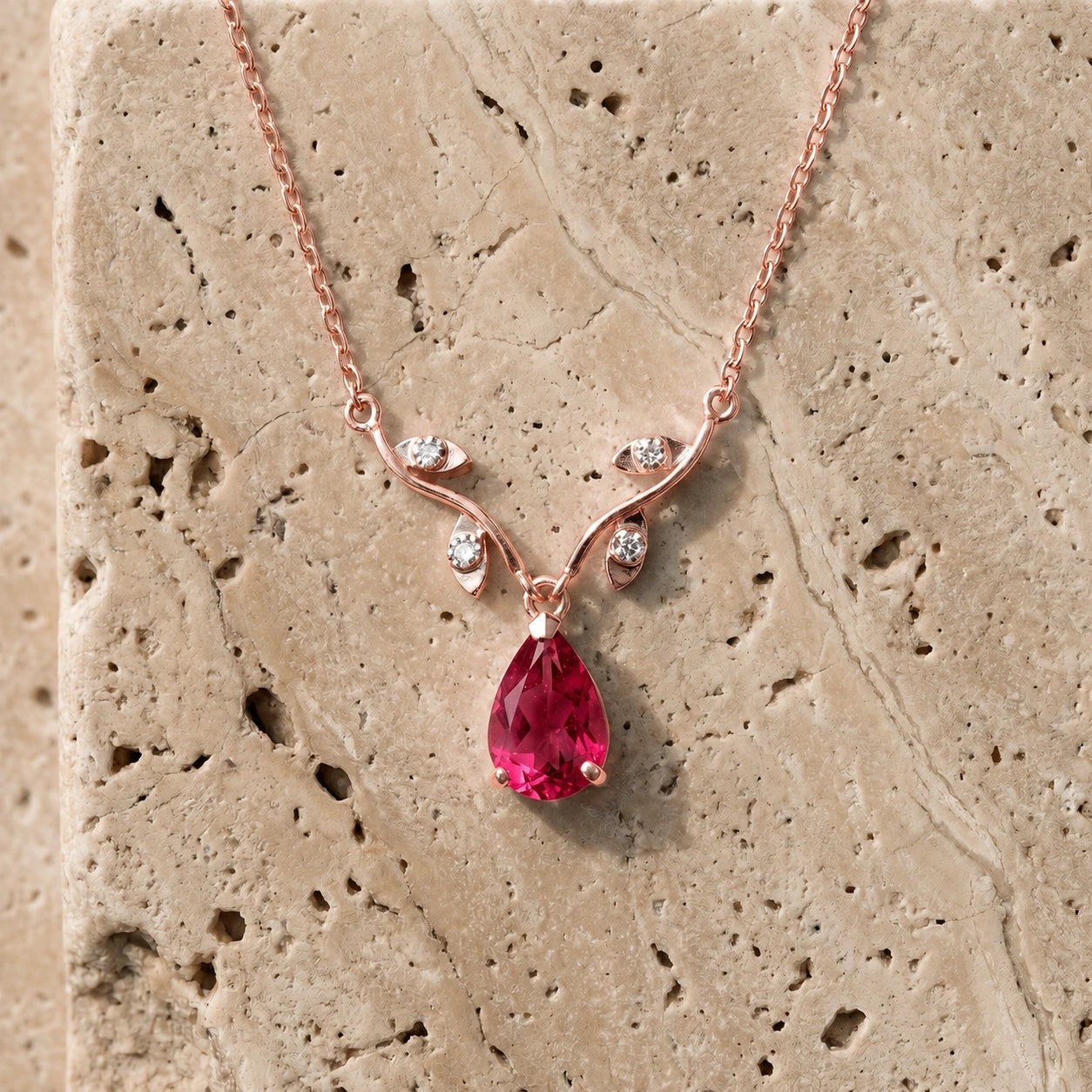 Rose Gold Heat Necklace Ruby 10K — Serafina